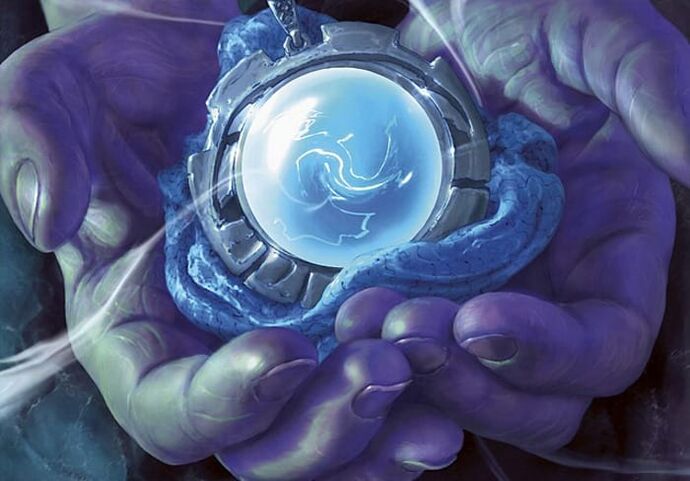 magic amulet in hands and charge